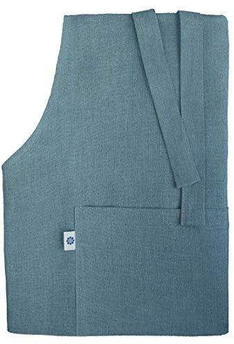 Linen & Cotton Unisex Schürze Küchenschürze Kochschürze für Frauen Damen Männer KAMI - 100% Leinen (70 x 100cm), Blau - Latzschürze Backschürze Bistroschürze für Küche Restaurant Café Bistro Bäckerei