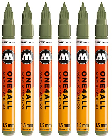 Molotow One4All 127HS-CO Acryl Marker 6 Stück, Farbe 205 amazonas hell | 1,5 mm Strichstärke, hochdeckend und permanent, schnell trocknend, UV-beständig, nachfüllbar, für fast alle Untergründe