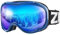 ZIONOR Skibrille für Herren Damen Jugend, Lagopus Snowboard Brille Verspiegelt OTG UV-Schutz Anti-Nebel Schneebrille für Snowboarden Skifahren Skaten