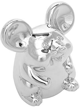 Brillibrum Design Maus Spardose Versilbert Anlaufgeschützt Kinder-Sparbüchse Für Geldgeschenke Tauf-Geschenk Mini (ohne Gravur)