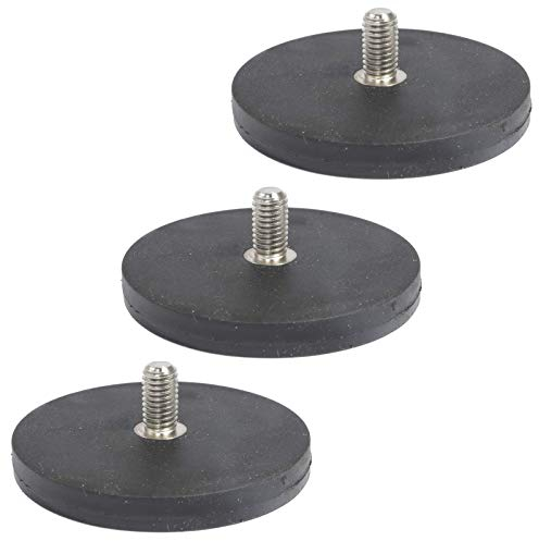 3 Stück Neodym Magnete Gummiert D 66mm Mit M8 Außengewinde 22 KG Zugkraft Flachgreifer Magnet Scheibe Topfmagnet Gummi Runde Magnete mit Gewinde für Schrauben Öse oder Haken