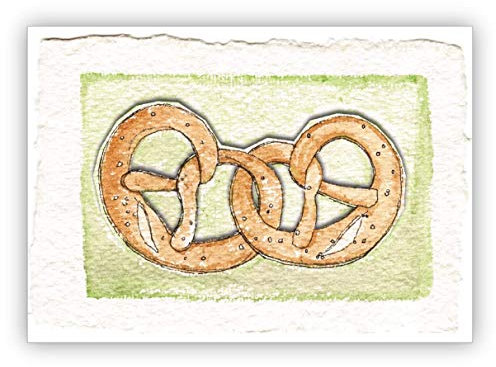 16 Grußkarten (16er Set): Leckere Brezel Grußkarte ob als Picknick Einladung oder zum Oktoberfest • Grußkarten im Set mit Umschlägen um sich mit Freunden & Familie in netter Runde zu treffen