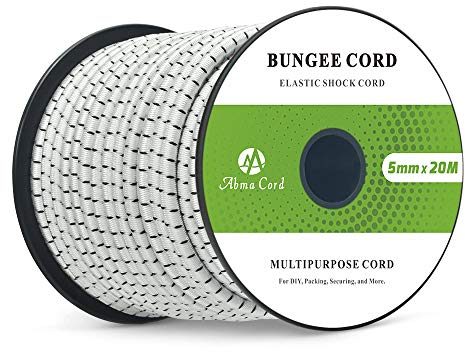 Abma Cord Cuerda Elástica 5mm 20M Cuerda de Lona Cuerda de Goma Cuerda Tensora Cuerda Expansora - Negro&Blanco