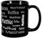 Herz & Heim® Namenstasse in verschiedenen Schriftarten 300 ml aus Keramik mit Farbauswahl Schwarz-Weiß