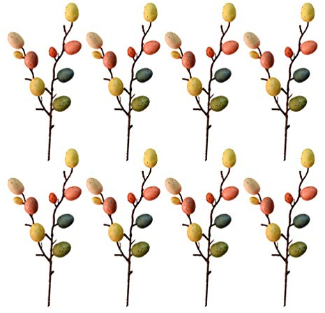 Amosfun 8 Osterschmuck Eierpicker Aus Kunstschaum Blumenstrauß Aus Gefälschten Eiern DIY Osterdekorationen Frühlingsblumen Künstlicher Osterei-Zweig Osterbaumpflücker Glas Ei Hölzern