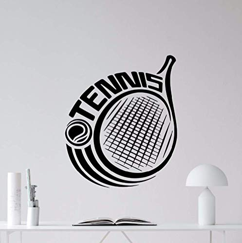 Tennis Wandtattoo Schläger Logo Sport Vinyl Wandaufkleber Abnehmbare Tennis Vinyl Sport Wandaufkleber Fitnessstudio Dekoration Poster 57X67Cm