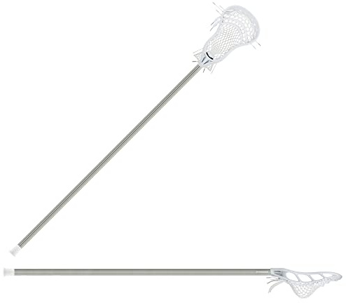 StringKing Boy's Starter Defense - Complete Lacrosse Stick with Shorter 52 inch Shaft (White/Silver)
