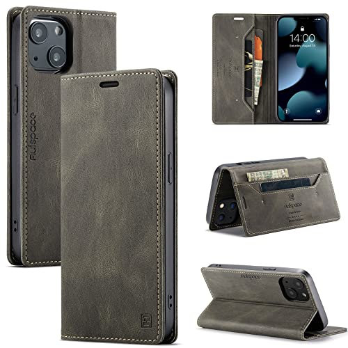 TOHULLE for iPhone 12 iPhone 12 Pro Case, Vintage Wallet Case Card Holder Kickstand Built-in Magnetic Flip Folio Leather Case for iPhone 12 Pro - Coffee Brown