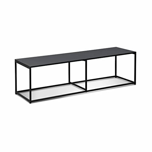Alice's Home - Mueble TV en Metal Negro 140x40x40cm - Industrial - Barra de Refuerzo