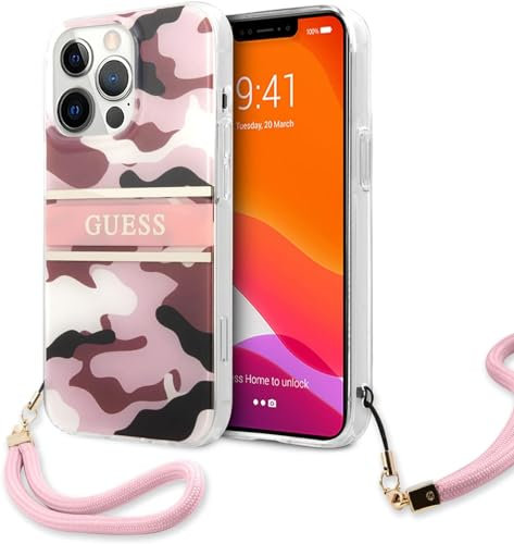 GUESS GUHCP13SKCABPI Hülle für iPhone 13 Mini 5,4 rosa Camo Strap Collection