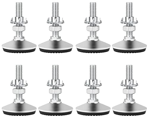 Drenky Stellfüße Höhenverstellbar, 8 Stück M8 x 50mm Möbelfüße Verstellbar Edelstahl Schraubfüße mit Einschlagmuttern und Geräuscharme rutschfeste Kunststoffbasis