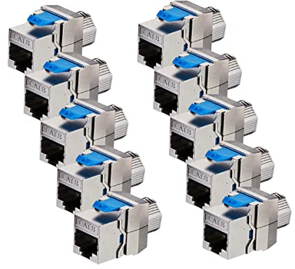ARLI Cat8 Keystone 10 Cat.8.1 Keystone Jack RJ45 Buchse Modul 2000 MHz 40Gbit vollgeschirmt werkzeuglos für cat 8.1 STP Netzwerkkabel Einbaubuchse Patchpanel Verlegekabel Patchfeld Ethernet Anschluss