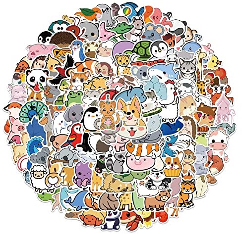 200 Stück Tieren Stickers Aufkleber Auto Laptop Telefon Gitarre Skateboard Motorrad Fahrrad Aquarell Tiere Stickers Set Vinyl Wasserdicht Aesthetic Aufkleber für Jugendliche Kinder Erwachsene