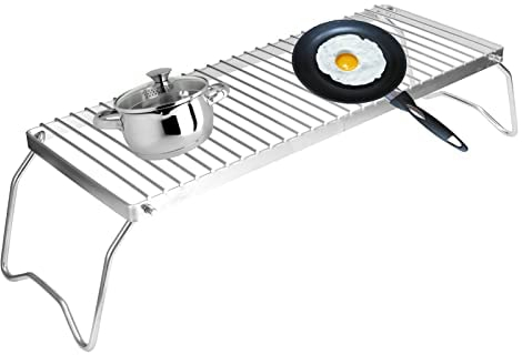 Natudeco Klappbarer Lagerfeuergrill, tragbar, Edelstahl, Grillrost, Grillrost, für Outdoor, Backcountry, Camping, Wandern, Küche, Familientreffen, festliche Feiern
