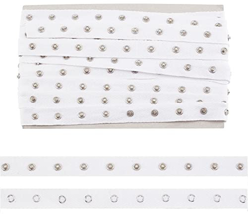 nbeads 6 Yards (5.48 m)/Rolle Druckknopfband, 2 cm Breites Weißes Trim Nähen Knopfband Verschluss Knopfstreifen Druckknopf Kleidungszubehör mit Metall-Knöpfe Für Kleidungsverschlüsse Nähen Heimwerken