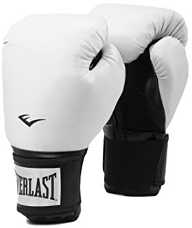 Everlast Prostyle 2 Boxhandschuhe, Klassische Kampftrainingshandschuhe für Damen und Herren, sichere Passform, Klettverschluss mit Handgelenkstütze, schwere Tasche und Fitnesstraining (340 g, weiß)