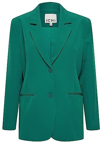 ICHI IHLEXI BL Damen Blazer Kurzblazer Jacke Ein-Knopf-Blazer mit Stretch und Reverskragen, Größe:44, Farbe:Cadmium Green (185424)