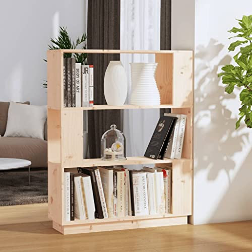 Stufenregal Bücherregal Raumtrenner Aktenregal, Bücherregal/Raumteiler 80x25x101 cm Massivholz Kiefer Bücherregal Raumteiler Aktenregal für Wohnzimmer, Schlafzimmer, Büro