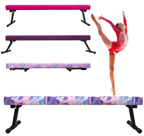 Peakpath 8FT Adjustable&Foldable Gymnastics Balance Beam,Home Gym Equipment,Easy Assembling and Storage,No Tool Require,for Kids Children Girls Training (CLOUDYPURPLE, 8FT)