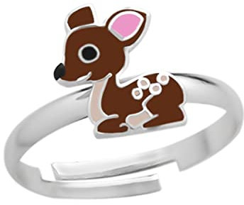 Kinderschmuck Ring kleines Reh Kidz. Tier Schmuck Geschenke für Mädchen, Kinder. Weite verstellbar aus 925 Sterling Silber. Kommt in kleiner Geschenkbox.