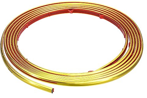 sourcing map Flexible Molding Trim Self Adhesive, 10Ft x 0.31Inch Peel and Stick Metallic Mirror Frame, PVC Metal Trim Molding for Wall, Car, Mirror, Door, Wardrobe, Home Decor (Gold)