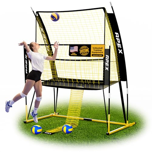 Apex Sports Volleyball-Trainingsnetzsystem – stabil, verstellbar und tragbar, verbessert Genauigkeit, Technik und Fähigkeiten, ideal für den Innen- und Außenbereich, einfache Montage und Lagerung