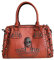 AlwaySky Womens Schädel Handtasche Grosse Kapazität Gothic Umhängetasche Beschlagene Doktor Handtasche (Braun)