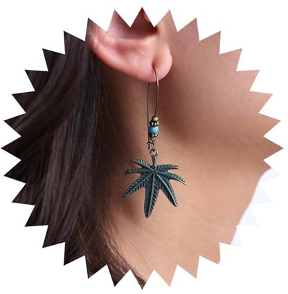 Inilbran Boho Palm Leaf Dangle Earrings Vintage Coconut Leaf Earrings Gold Beach Palm Hoop Earrings Tropical Coconut Leaf Bead Earrings Jewelry for Women and Girls