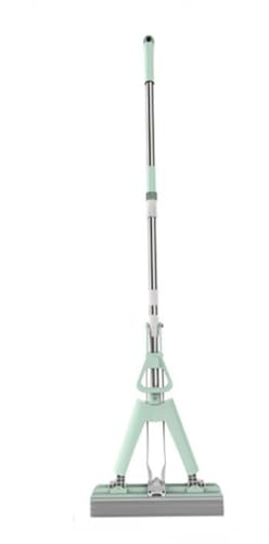 Floor Mop, Microfibre Flat Mop with Integrated Wringing System, Wet Dry and Dust Mop for Hardwood, Laminate & Tile,Stainless Steel Handle and Extension ( Color : Green , Size : 3 pieces of cloth )