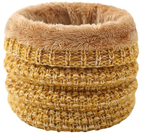 AMDOLE Damen-Halstuch, Lätzchen, Winterschal, doppelter dicker Strickring, unbegrenzter Schal, warm und winddicht, für Herren, gelb, Einheitsgröße