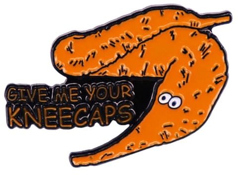 DBART Orange Cartoon Enamel Pin - Kneecaps Worm Lapel Badge Brooch for Clothing Bag Decoration Jewellery Accessory Gifts