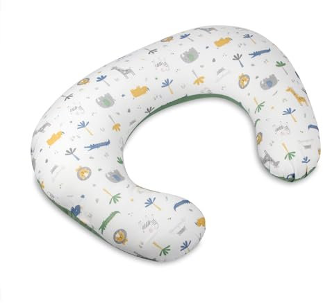 schlummersack Ergonomisches Stillkissen klein mit Baumwoll-Bezug Dschungel, Oeko-Tex, Schwangerschaftskissen