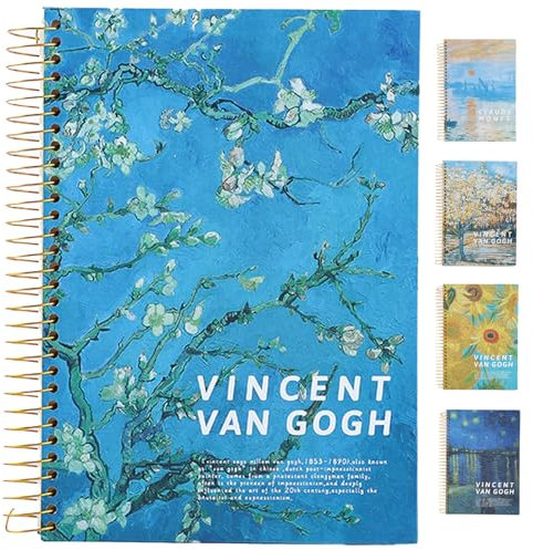 KISUOMAOYI Wirebound Spiral Notebooks Bound, 300 Pages/150 Sheets,Hardcover, Waterproof Painting PVC, B5 Notepad Journal, for Women Men Work Office School,26.4 x 18.6cm –Almond Blossom
