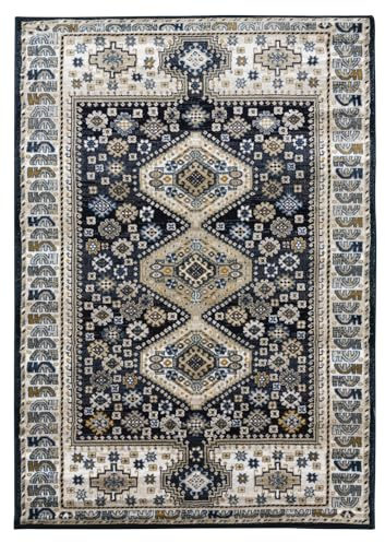 SrS Rugs® Impulse - Area Rug for Living Room, Bedroom, Hallway Runner Rug - Abstract Geometric Design - Provides Home with Comfort and Warmth (Katana Navy, 80cm x 150cm)