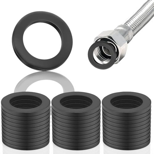 30 pcs bague de tuyau en caoutchouc, bague d'étanchéité de robinet, joint torique, caoutchouc, rondelle de tuyau de douche, 3/4 in, OD 24 mm, ID 16 mm, noir
