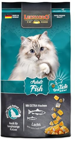 LEONARDO Katzenfutter Adult Fish, 1,8kg Beutel, Lachs, Trockenfutter für ausgewachsene Katzen Aller Rassen ab 1 Jahr, leicht verdaulich, Made in Germany