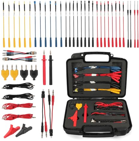 VKALTUL 48 Stück Messspitzen für Multimeter Oszilloskop, Messleitungen mit Mehrfach-Kategorie Multi-Size für Diagnose, Prüfung und Reparatur von Kfz-Schaltkreisen oder elektronischen Geräten