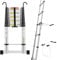 STANEW 6.2M Teleskopleiter Aluminium mit Leiterstabilisator, Mehrzweckleiter, Unterer Balancierbalken mit und Abnehmbaren Haken, Rutschfester Klappleiter, Ausziehbare Leiter, Multifunktional Ladder