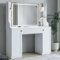 Dripex Dressing Table Vanity Desk with Mirror and Drawers Vanity Table Makeup Desk Shelves Storage Adjustable Brightness Makeup Table Cosmetic Bedroom Dresser Furniture (White, L)