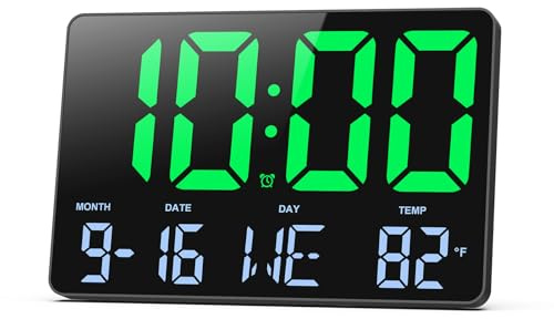 OQIMAX Digitale Wanduhr, 11,5 LED Wecker Digital mit Fernbedienung, Wanduhr Digital mit Uhrzeit, Datum, Woche, Temperatur, Snooze, Helligkeit Regelbar, 12/24 Stunden Wecker für Wohnzimmer Büro