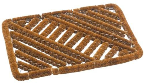 AMH - Tuff Scrap Coir Door Mat - Entrance Front Door Heavy Duty Doormat - Large Outdoor Mud Stopper Metal Wired Boot Cleaner Front Door Mat Boston (39x59cm)