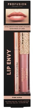 Profusion Cosmetics Lip Envy - Pink Aura Lip Gloss & Liner Set, Smooth Application, Rich Pigment, Lightweight Feel, Vegan-Friendly and Non-Sticky