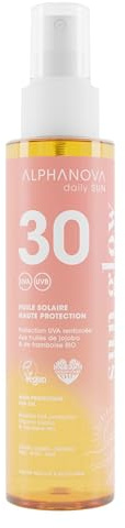 ALPHANOVA Daily Sun – Sonnenöl SPF30 unsichtbar – verstärkter UVA-Schutz – 125 ml – wasserdicht