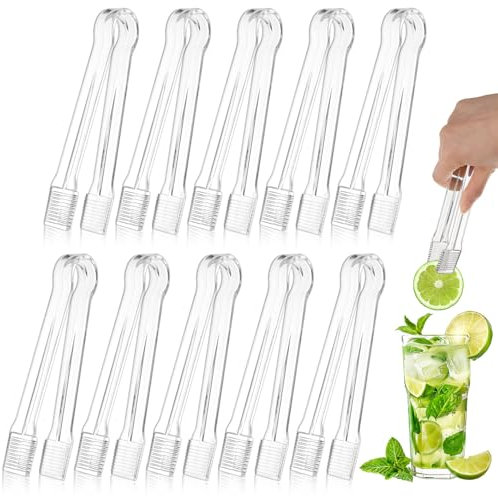 PEASUG 10 PCS Plastic Serving Tongs, Disposable Plastic Tongs, Clear Kitchen Small Serving Utensils for Serving for Party Food Buffet Appetizer Salad Catering Ice, 6.3 Inches
