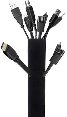 Wonder Care Soft Neoprene Cable Sleeve Wrap Cover Management Cord Wire Hider System With Zipper For Tv Computer Office Home (Black, 39-40 Inch) - 1 Piece