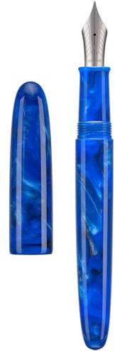 Asvine C80 Fountain Pen #8 Stub 1.1mm Nib Large Handcraft Calligraphy Art Drawing Pen with Converter Pen Case Collection Set (Cobalt Blue)
