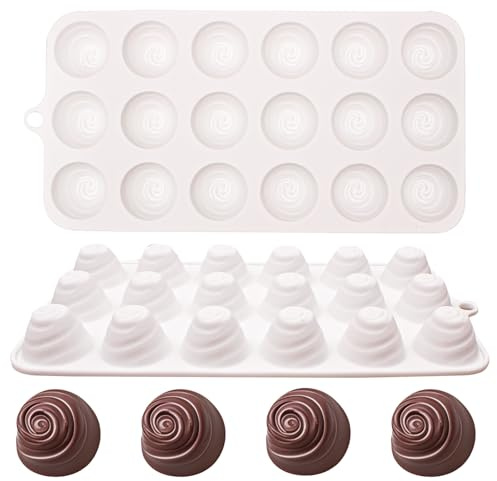 Silikon Schokoladenform mit Spiralmuster, 18 Mulden, Weiß, Pralinenform für Süßigkeiten