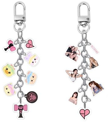 PJSTUG Blackpink Schlüsselanhänger Set – 2er Blackpink Fanartikel Kpop Accessoires – Blackpink Merch mit Fotos & Figuren Anhänger