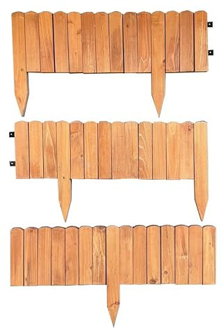 Set of 3 Wooden Lawn Edging Log Roll Style Panels (200cm x 20cm)
