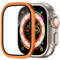 GUMMMY Protector de pantalla de vidrio templado para Apple Watch Ultra 2 de 49 mm, antiarañazos, HD, película completa, parachoques de metal, accesorio para iWatch Ultra de 49 mm(Orange)
